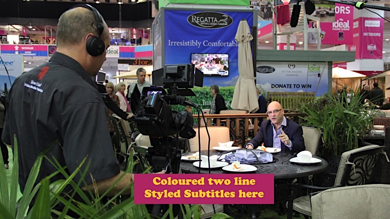 Colourful subtitle example being used on a SilverIslandTV interview video with Gregg Wallace